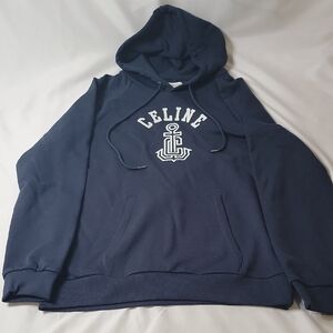 Celine Dark Blue Hoodie with White Logo